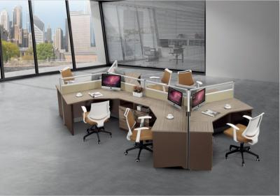 China PANEL Aluminum And Glass Partition 6 People Office Workstation for sale