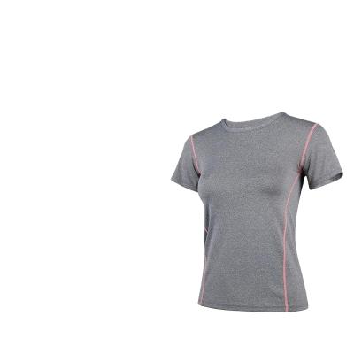 China Breathable Yoga Exercise Cationic Round Neck Fitness Wear Spring Sleeve Quick Dry Slim Short Top For Women for sale