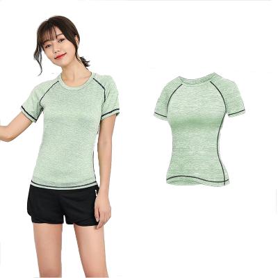 China Dye Doubles Neck Spring Fitness Breathable Sleeve Spring Top Round Running T-Shirt Quick-drying Short Breathable Thin Sports for sale