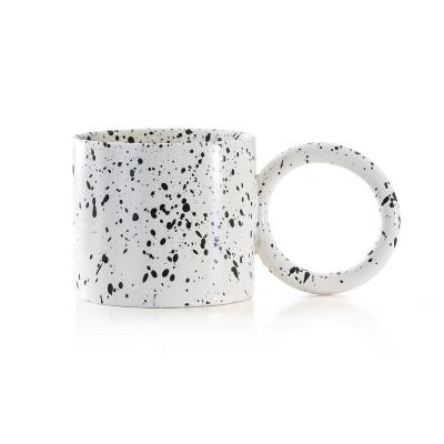 China CREATIVE Large Ear Mug Gift CIA Ceramic Ink Splatter Nordic Ceramic Mug for sale