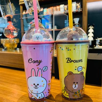 China DOUBLE WALL FRIENDS TWO WALL FRIENDS Reusable 22oz Doll Drinking Straw Cup for sale