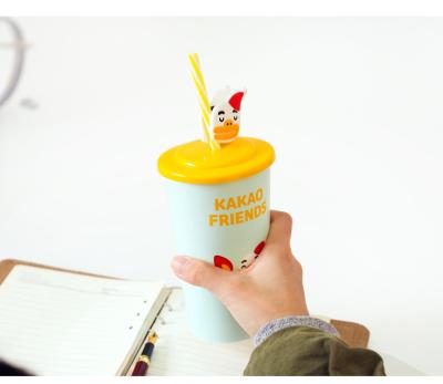 China Disposable Christmas cups friends KAKAO hard transparent cup pp for hot and cold drinks bubbletea cups u shape for sale