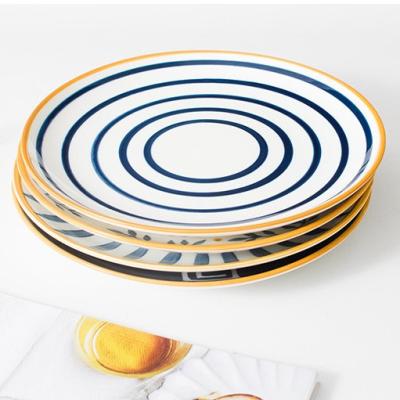 China 8 Inch Retro Undercoat Ceramic Hand Painted Dish Sustainable Household Ceramic Dinnerware Set for sale