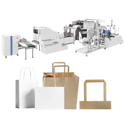 China Garment Shops 30-130pcs/min Easy To Operate Square Bottom Paper Bag Machine Newsboy Bag Making Machine With Flat Handle for sale