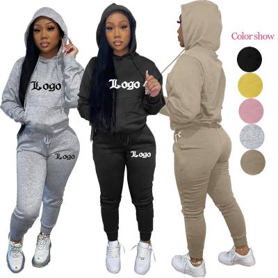 China Custom Women Breathable Sweatsuit Joggers Logo Clothing Sportswear Hoodie Plain Embroidery Sweatsuit Women Set Breathable for sale