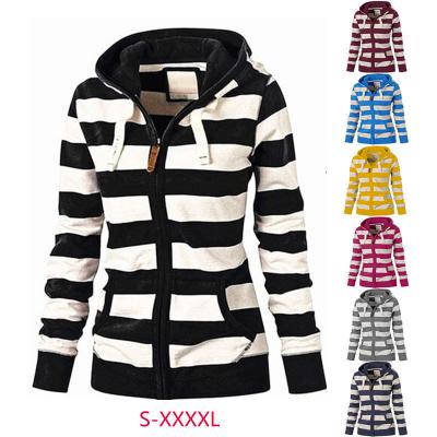 China Custom Quality Anti-Wrinkle Hoodies Super Quality Drawstring Women Clothes Pullover Striped Sweatshirt Plus Size Women's Hoodies and Sweatshirts for sale