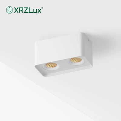 China XRZLux Modern Double Head Square Surface Mounted COB Downlight 10W LED Ceiling Spot Light Aluminum Anti-Glare Ceiling Lamps for sale