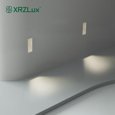 China Minimalist XRZLux Gypsum Lamp Recessed LED Stair Light Step Lighting 3W Led Lamp Living Room Aisle Background Wall Plaster Corner Light for sale