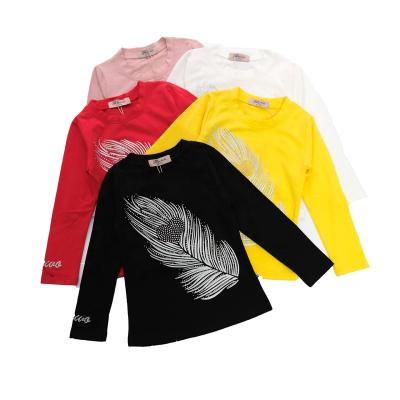 China 6-10 Years Breathable Wholesale Custom 100% Cotton Printing Long Sleeve Kids Hot Drilling T-Shirt for sale