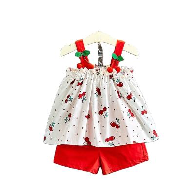 China Lovely Breathble Comfortable Kids Cotton Print Swing Tops and Shorts Suit Clothes Soft Summer Baby Set for sale