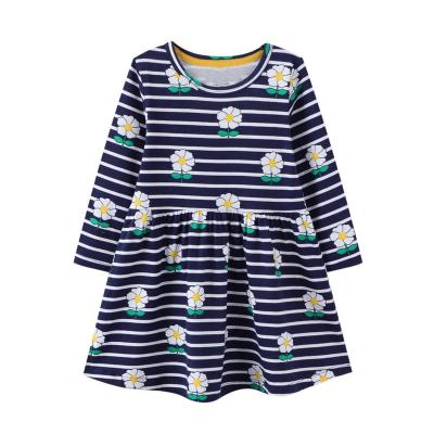 China Kids Washable Fashionable Tank Dress Cotton Blue Stripes Material Dresses Dress Winter Casual Dress for sale