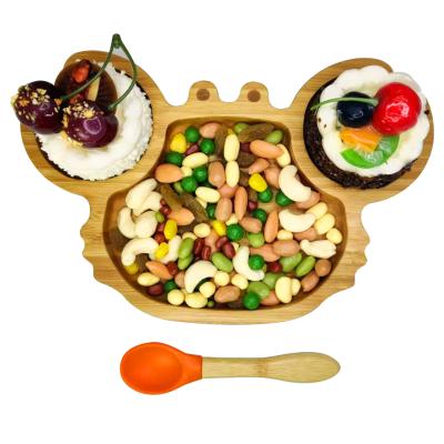 China Free Sample Baby Cutlery Minimalist Cute Kids Drop-proof Suction Cup Kids Dining Baby Bamboo Dish for sale