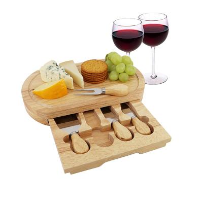 China Viable must for family gatherings | Eco - Friendly Oval Bamboo Cheese Board Set Drawer for sale