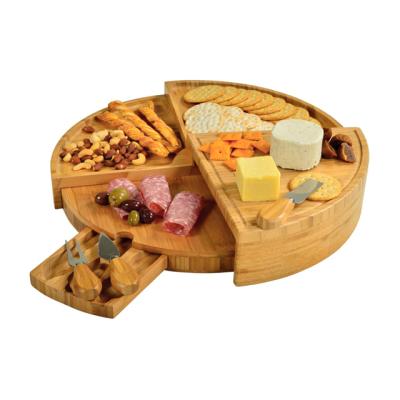 China Viable Customizable Size | rotating three-layer storage design | with three knives picnic special deluxe cheese board for sale