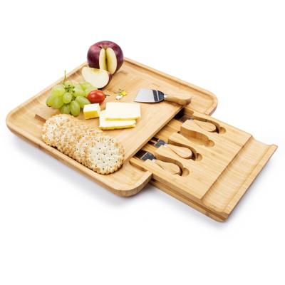 China Sustainable Cheese Cutting Board Stainless Steel Cheese Board and Bamboo Knife Set for sale