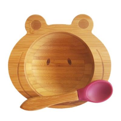 China Baby Kid Baby Food Container Healthy Bamboo Cartoon Bamboo Tableware Dining Bowl for sale