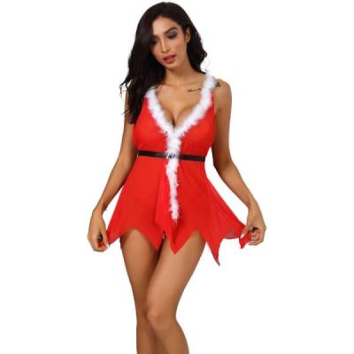 China Adult Women Santa Lingerie Backless Erotic Furry Sexy Adult Rob Nightdress for sale