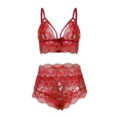 China Adults 2022 sexy seamless lingerie sets women lace up lift up bra and panties set v neck sexy hot erotic crop top underwear for sale