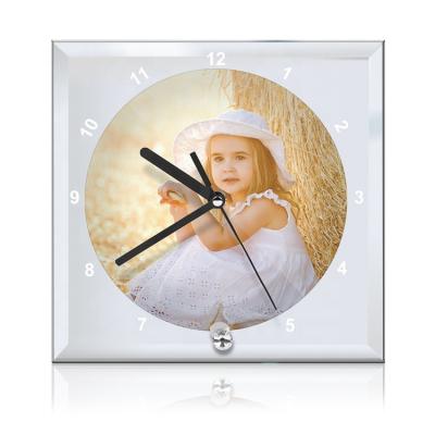 China Fashionable Wholesale Empty Glass Frame Sublimation Printing Glass Frame Clock for sale