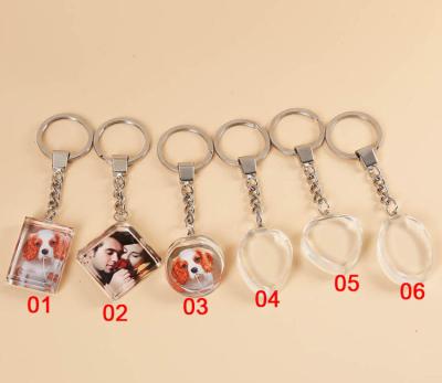 China Custom Promotion Gift Crystal Glass Key Chain Photo LOGO Sublimation Printing Crystal Key Chain for sale