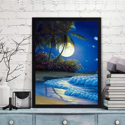 China New Full Square Fake Stone 5D DIY Diamond Painting Moon Diamond Art Painting Kits Diamond Gem Drill Art Classic/Postmodern Summer Beach for sale