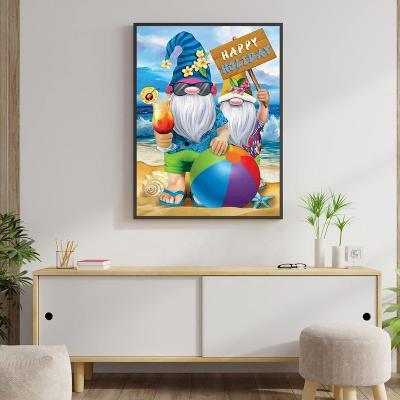 China New Classic/Postmodern Happy Gnomes Diamond Painting Diamond Art Kits Beach Round Full Drill Diamond Art Gem Painting DIY 5D Holiday for Adults Kids for sale