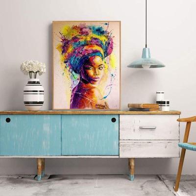 China New Classic/Postmodern African Women Full Drill DIY Rhinestone Watercolor Paintings Pasted 5D Diamond Painting By Number Kits for sale