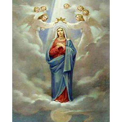 China Realistic Virgin Mary religion with angels diamond painting 3d oil painting by numbers 5d canvas painting. for sale