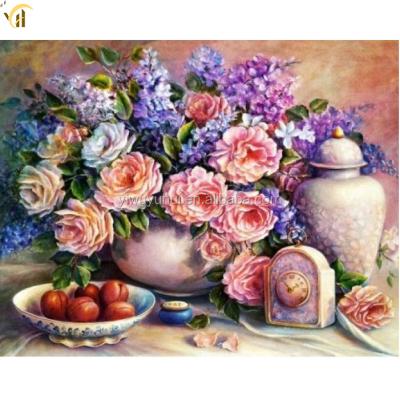 China Beautiful Traditional Still Life Flowers Diamond Embroidery Cross Stitch for sale