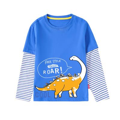 China 2021 Best Selling Logo Cotton Custom Print Baby Boys Long Sleeve Anti-Shrink 100% T-shirt for sale