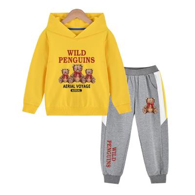 China Preppy style 2021 spring and autumn new small boys and girls printing two-piece set boys and fashion western sports printing children for sale