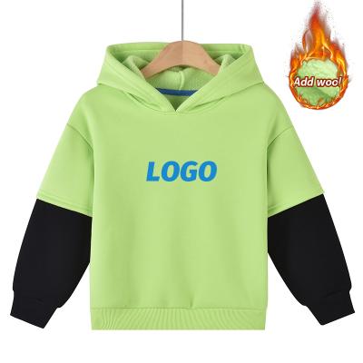 China New Winter Anti-Shrink Boy Clothes Warm Pullover Hoodie Sheared Kids Hoodies/Wholesale Custom Block Color Mid Weight for sale