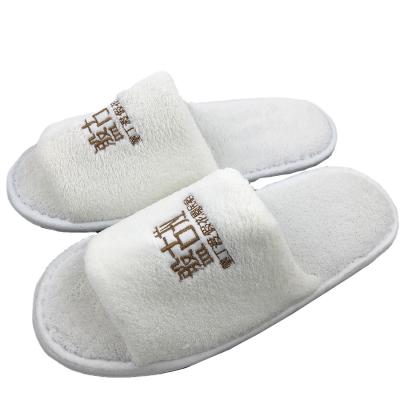 China Open Toe White Coral Fleece Non Slip Slippers With Logo for sale