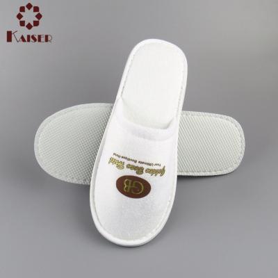 China Thick Open Toe EVA Sole Hotel Slippers With Glue Gold Printing for sale