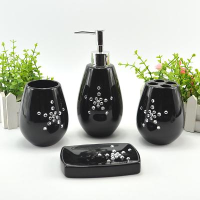 China Smack-Down Black Diamond Sustainable Ceramic Bathroom Dispenser For Soap Dish Gifts for sale