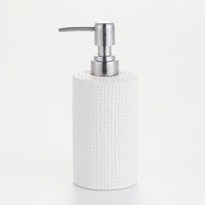 China Matt Modern White Bot Embossed Plain Ceramic Lotion Dispenser for sale