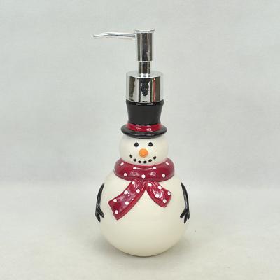 China Wholesale Modern White Ceramic Snowman Lotion Dispenser for sale