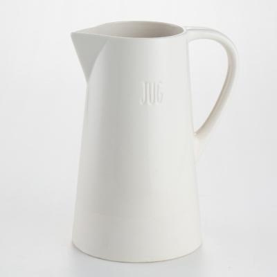 China Sustainable Hot White Ceramic Wholesale Housewares Pitcher Customized Logo for sale