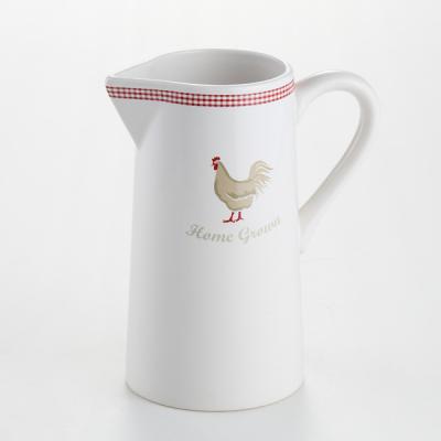 China Wholesale Viable White Decal Ceramic Water Pitcher For Bathroom Use for sale