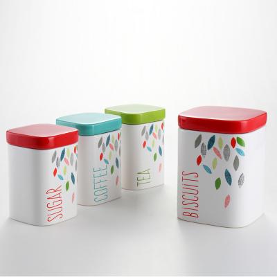 China Sustainable Food Storage Jars China Supplier Colorful Leaves Decal Ceramic Cookie Jar for sale