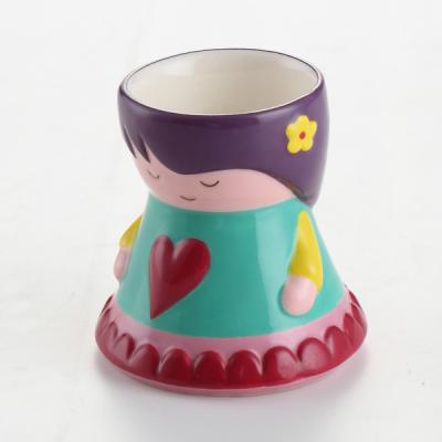 China Wholesale Cute Little Person Egg Cup Stocked Ceramic Colorful Ceramic for sale