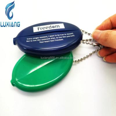 China Wholesale Custom Cute Design PVC Coin Purse Round Shape Silicone Squeeze Coin Case Holder Wallet Pouch Plastic Rubber Key Chain Waterproof for sale