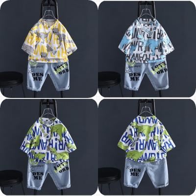 China 2022 New Korean Short Summer Suit Formal Cheap Boy's Sleeve Handsome Children's Summer Leisure Two-piece Set for sale