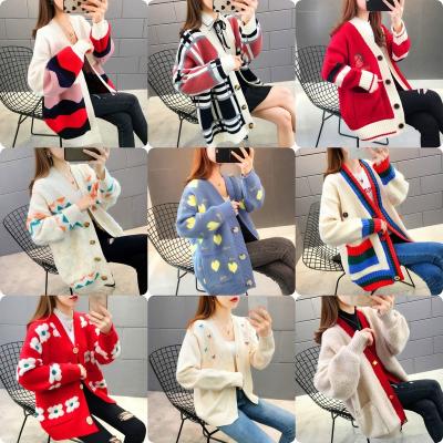 China 2022 new women's autumn loose outer match woolen cardigan sweater Winter Anti-wrinkle coat Korean lazy wind sweater for sale