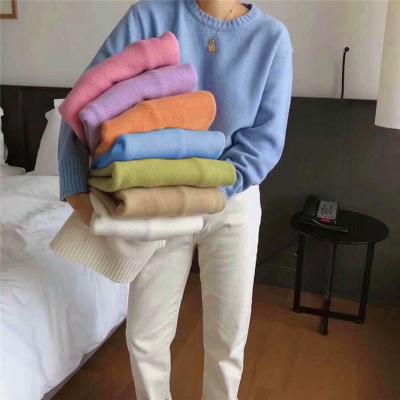 China Korean version of 2021 winter anti-shrink autumn new wind wearing women's pullover neck loose languid lazy round long sleeve jacket for sale