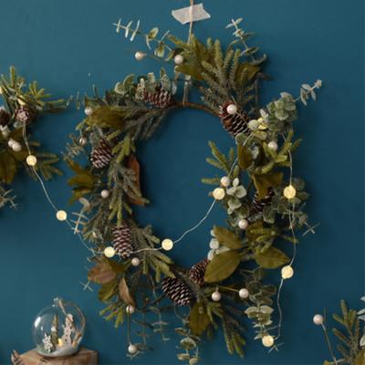 China Natural Colorful Artificial Simulation Garland Customized Wreath With Light Chirstmas Decor Green Easter Winter Party Home Decoration for sale