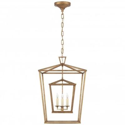 China Industrial New Double Cage Pendant Light VISUAL COMFORT 4 Light  Gold Foyer Lantern Ceiling Light Rustic Vintage pendant lamp for sale