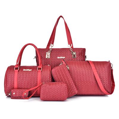 China 2023 cheap big purse others new style tassel hot sale 6pcs PU leather fashion women handbag set for ladies for sale