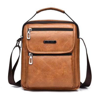 China Fashion Retro Brown Men PU Leather Cross - Body Bag Durable Single Shoulder Messenger Bag For Men 2023 for sale