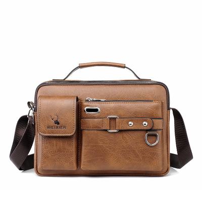 China Fashion High End PU Men Business Leather Cross - Large Capacity Body Bag Shoulder Messenger Bag For Men for sale